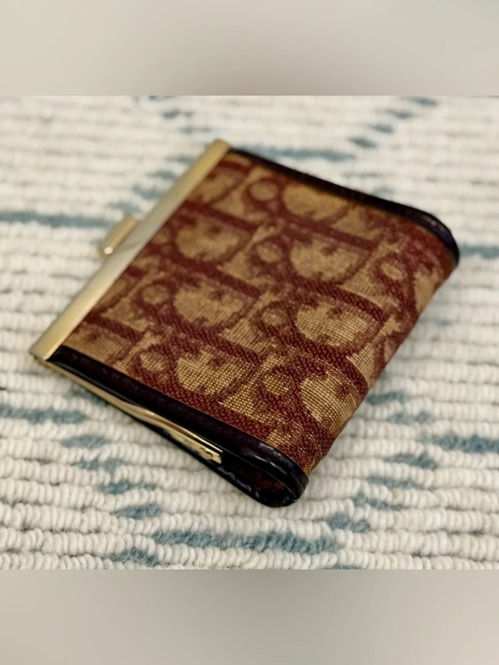 DIOR Vintage 70’s Classic Burgundy Trotter Monogram Canvas Leather Coin Purse